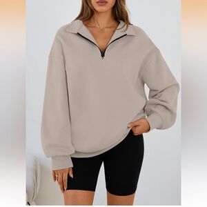 Women's Oversized Half Zip Fleece Sweatshirt
